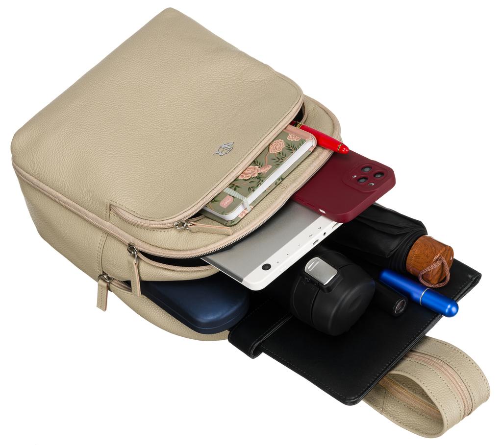 Leather Backpack RV-2629-FTS-3004 Beige