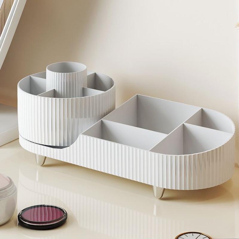 360°Rotating Makeup Organizer for Vanity Makeup Brush Holder Cosmetic Organizer Lipstick Eyebrow Pencil Holder Jewelry Container