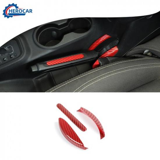 Red Carbon Fiber Handbrake Handle Decor Trim For Jeep Wrangler JK Accessories