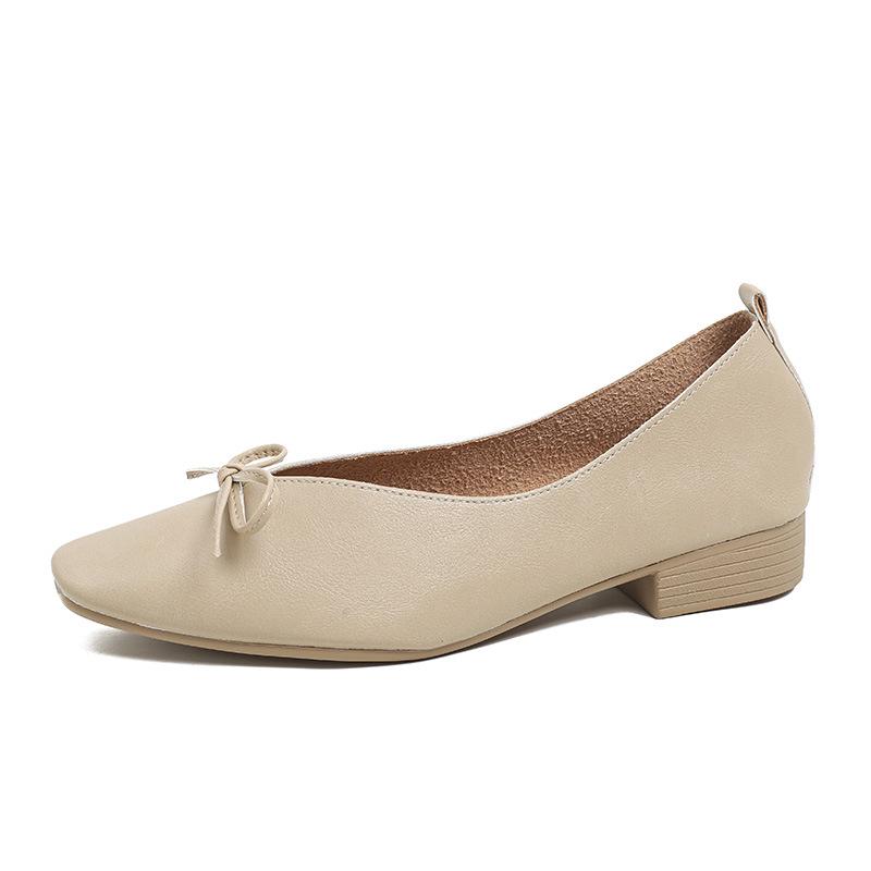 2023 Damskor med Låg Klack och Fyrkantig Tå, Mjuk Sula, Fransk Design, Perfekta för Vår & Höst.