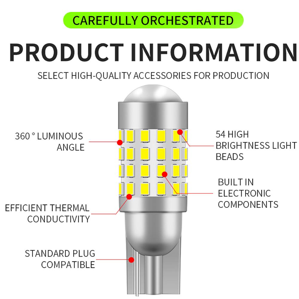2PCS Car T10 LED Bulb W5W 194 LED Signal Lights Canbus 12V Trunk Lamps Auto Signal Lamp Accessories