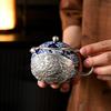 111ml Master He Fusen Hand Made Silver Gilded Dragon And Phoenix XiShi Tea Pot Silvering Tea Set Blue&White KungFu Tea Set