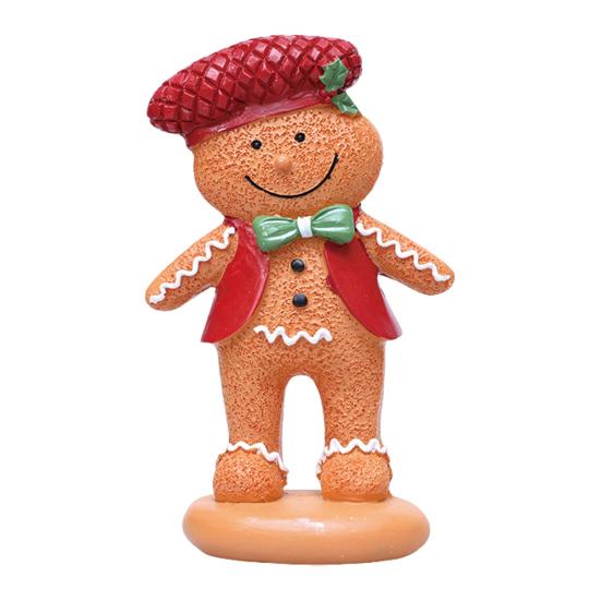 Gingerbread Man Figurine Christmas Resin Gingerbread Statue with Dress/Suit Holiday Tabletop Ornament for Home Kitchen Mantel Decorations