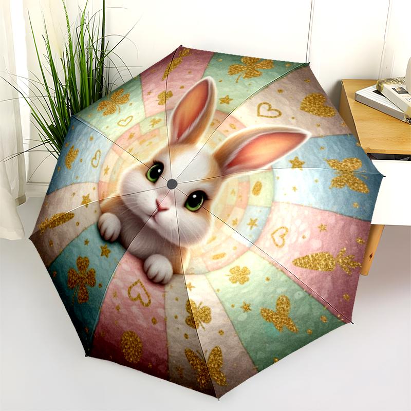 1 st Automatiskt Fällbart Paraply - Tecknat Mönster, Bärbar & Vikbar Design med 8 Ribbor, Jul- Födelsedagspresenter