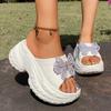 Fashion Glitter Butterfly Decoration Chunky Platform Eva Slippers Women Wedge High Heel Slides Women Thick Bottom Soft Cloud Slippers