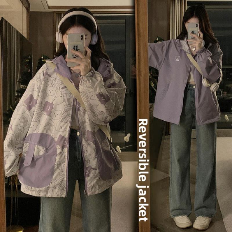 Girl in a reversible jacket2026New Spring and Autumn Thin Casual Jacket, Windbreaker
