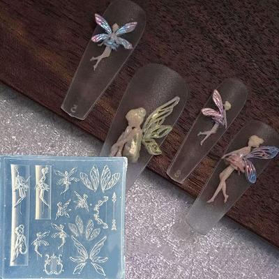 Moule à Ongles en Silicone 3D Fruit Pétales de Fleurs Douces Modèles Ongles de Fée Décoration Nail Art DIY Modèle de Manucure Pour Breloques à Ongles