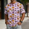 Men Short Sleeve Casual Halloween Print Polo Neck Sports Top Comfortable Lightweight Relaxed Fit Shirt for Daily Wear
