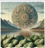 Sage Green Shower Curtain, Oriental Dream of Boho Mandala with Mountain Range Monstera Leaves and Lake, Cloth Fabric B