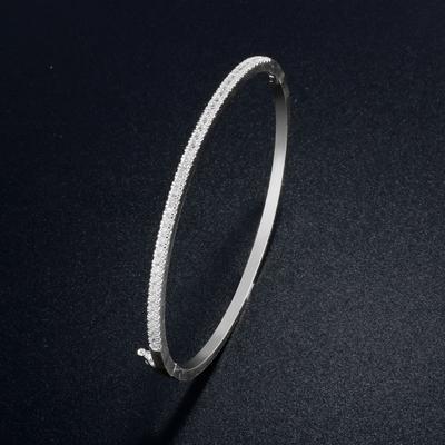 ZAKOL Simple Fashion Micro-inlaid Zirconia Thin Bangle for Women Brand Design Shiny Zircon Bracelets Zircon Gift