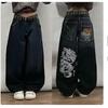 Y2K American New Retro Street Hip-Hop Loose Jeans Damen Harajuku Hohe Taille Weite Beinhose Gothic Weite Hose Straßenhose