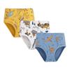 Boys' 100% Cotton Dinosaur Print Mid-Waist Underwear, 3-Pack