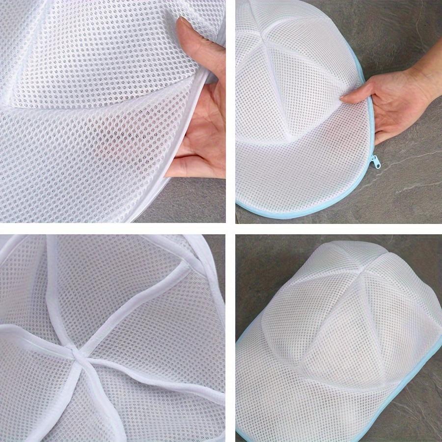 1pc Woven Polyester Oval Hat Washing Bag with Zipper Closure, Anti-Deformation and Anti-Winding Mesh Laundry Bag for Apparel Care, Laundry Bags