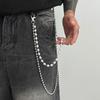 Men Hip Hop Multilayer Imitation Pearl Jeans Pants Keychain Chain Women Trousers Hipster Pant Chains Party Decoration