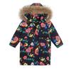 5-16 Years Winter Girls Down Jacket Fur Collar Hooded Cartoon Printed Long Teenage Girl Outerwear Coat Kids Graffiti Outfit