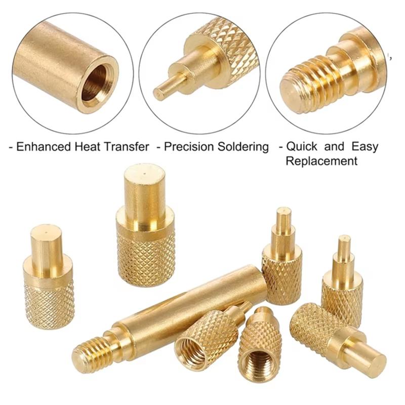 Heat Iron Thread Head Brass Hot Nut Insertion Kit M2-M8 Tips For 936 T65 T85 HS01 Sh72 Soldering