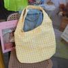 Vintage Single Shoulder Bag Large Capacity Women's Handbag Plaid Underarm Bags  Spring Summer