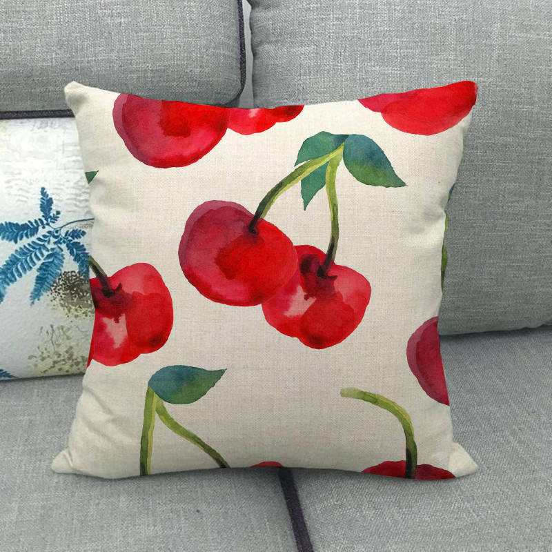 Watercolor Patterns Of Fruits And Vegetables Digital Printing Short Plush Pillow Covers For Sofa Office Cushion Cover Home Goods