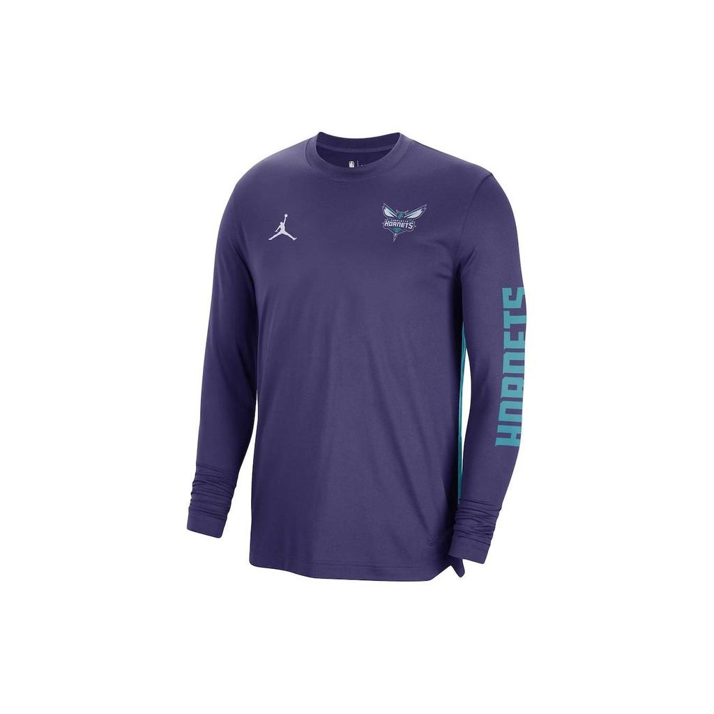 Jordan Letter Pattern Printed Training Long Sleeve T-Shirt 2023-24 Season Player Edition Charlotte Hornets Unisex Tops Purple FB3475-566