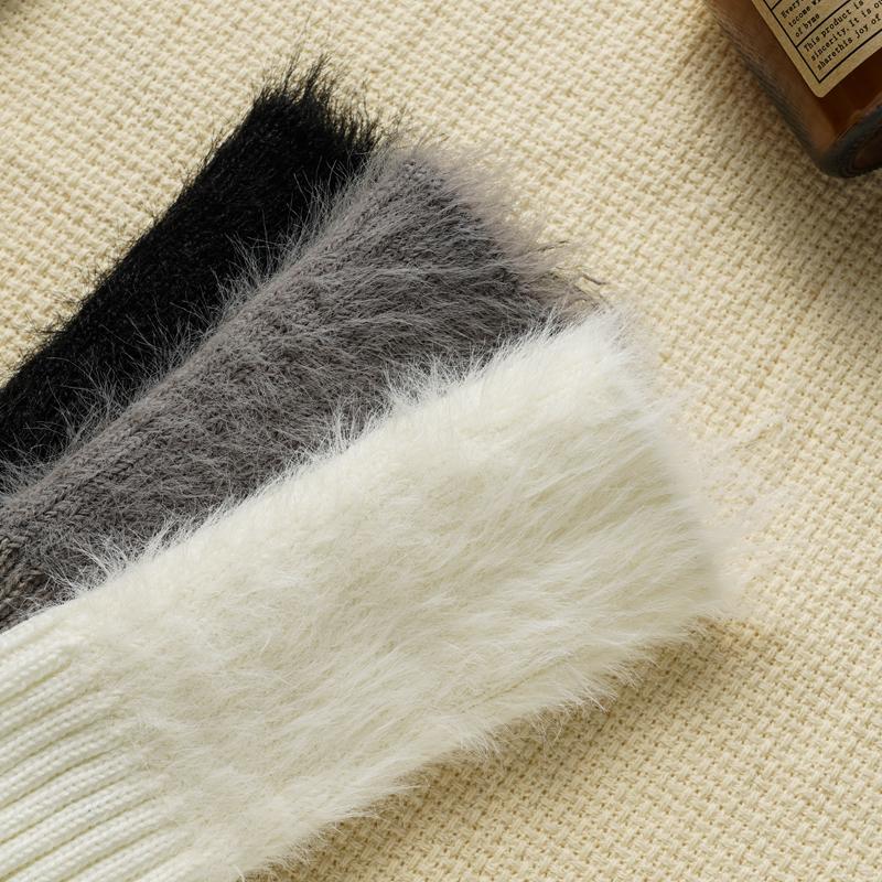 Women's Winter Warm Leg Warmers Female Knitted Hairy Warm Foot Cover Solid Color Lolita JK Warm Leggings Boot