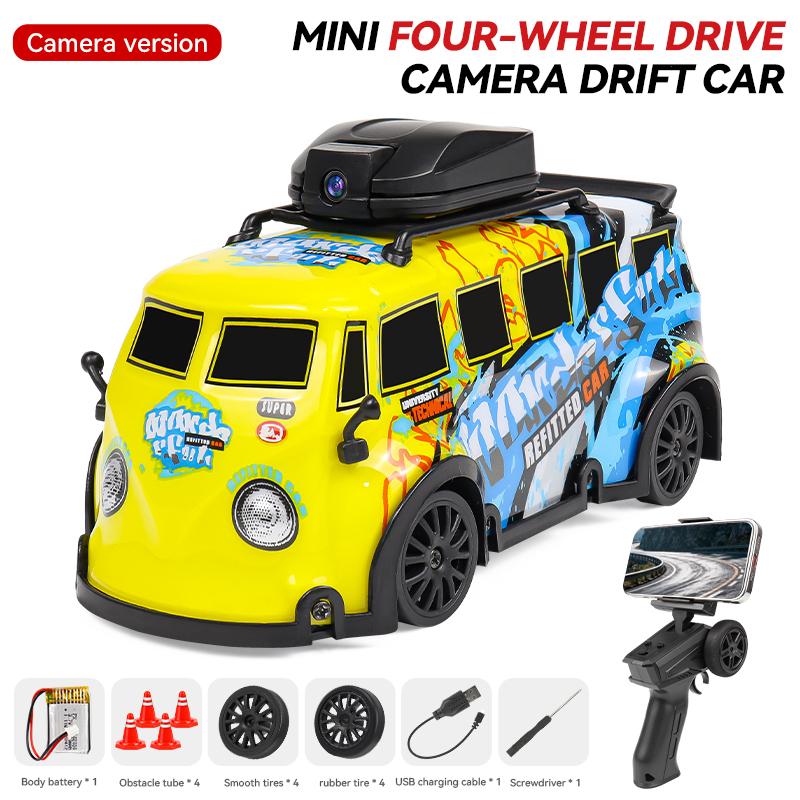 1: 32 Mini 2.4G RC Car Light 4WD Drift Remote Control Car Proportional Throttle Remote Control Camera Racing Model Gift
