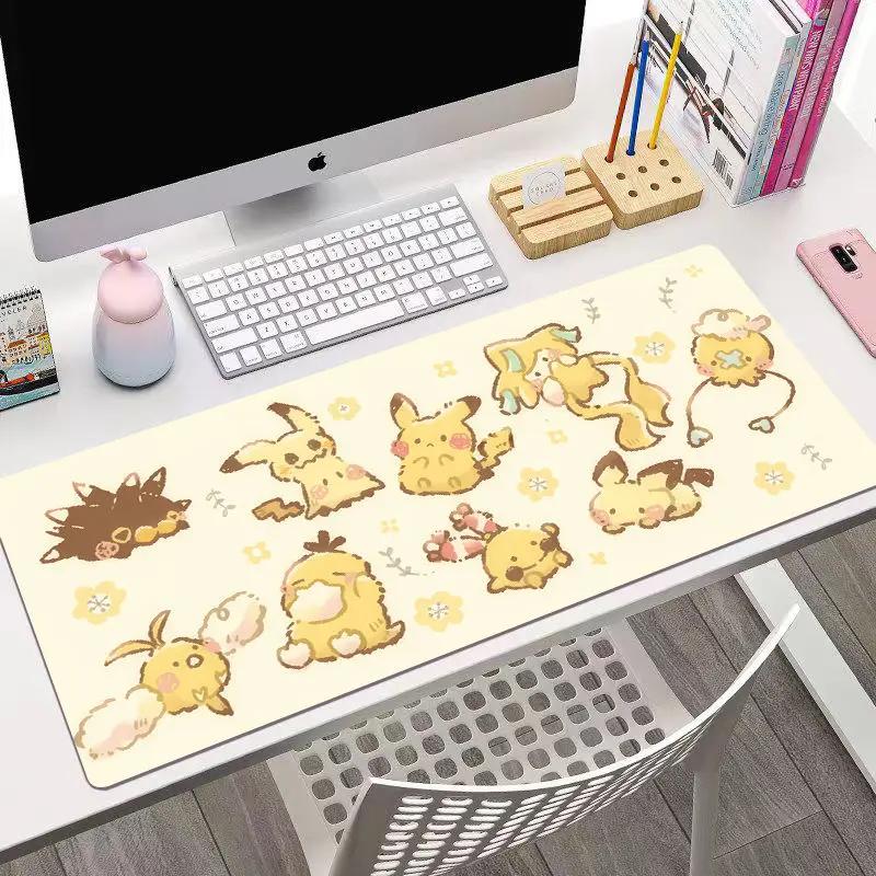 Anim Pokmon Pikachu Leather Mouse Pad Pokmon Gaming Extra Large Gaming Keyboard Desktop Pad Childrens Writing Table Mat