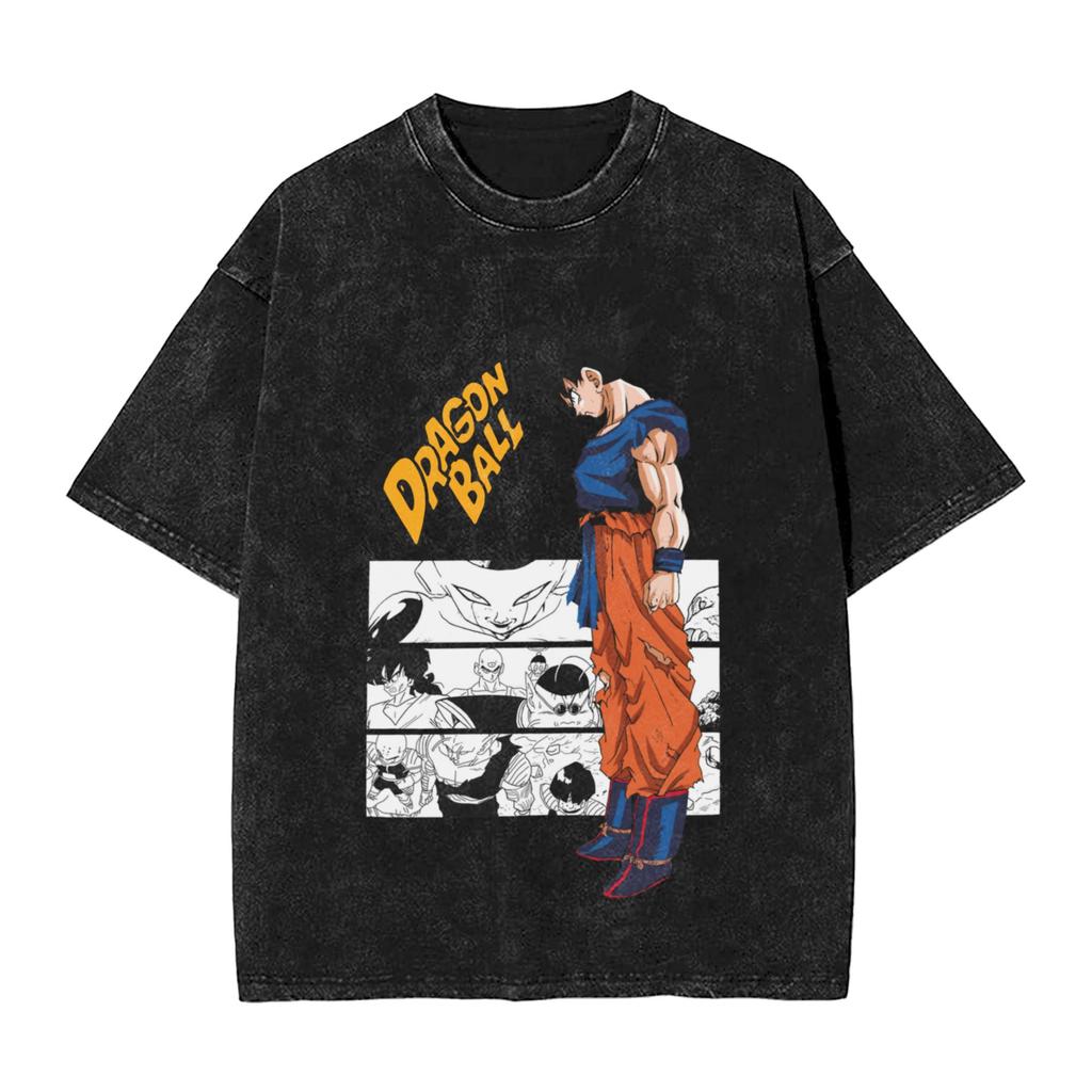 Goku X Vegeta Super Saiyan Washed T Shirts Streetwear Hip Hop Vintage TShirt Dragon Ball Z Tees Men 100 Cotton Oversize Summer