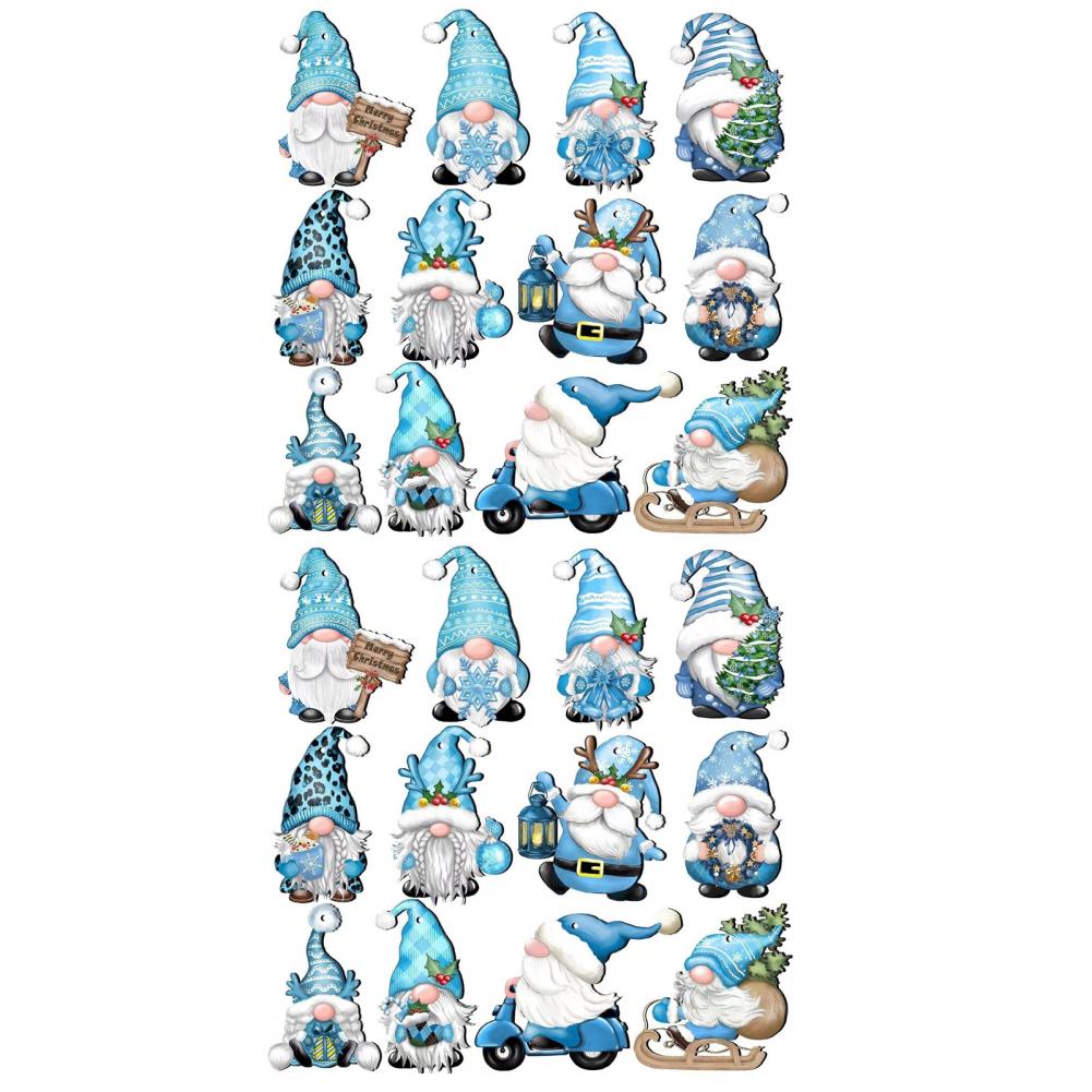 24 Pcs Christmas Tree Pendant Wooden Cartoon Hanging Ornaments Santa Snowman Dwarf Ornaments for Christmas Tree Home Party