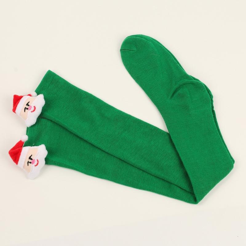 Women Cute Plush Santa Claus Striped Over Knee Long Socks Thigh High Stockings for Christmas Cosplay Costume Hosiery