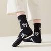 Sock Children's Mid-length Winter and Autumn Thickened Fleece-lined Warm Floor Socks with Bows, Versatile for Home Use and Sleepwear, for Women.