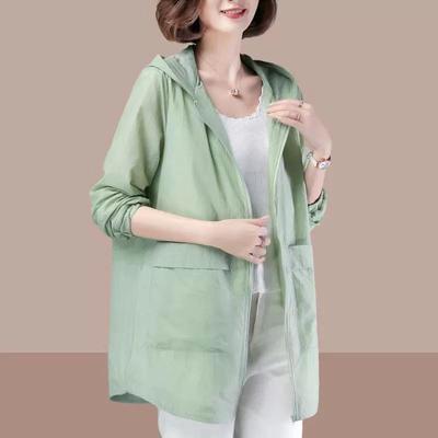 Mittellange Sonnenschutzkleidung Koreanische Version der lockeren großen Jacke Damen Frühling und Sommer dünne Sonnenschutzkleidung mit UV-Schutz