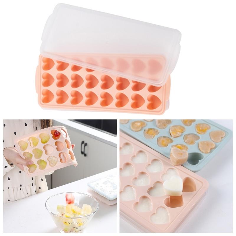Flexible Ice Cube Molds DIY Cute Heart Shape Silicone Ice Cube Tray Ice Cube Makers Reusable Ice Cube Tools for Kitchen