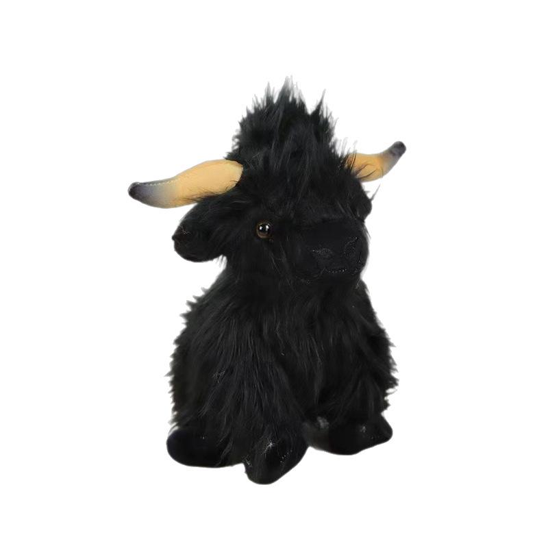 Scottish Highland Cow Plush Toy, Soft Long Hair Yak Stuffed Animal, Realistic Animal Model for Kids, Birthday Gift