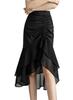 Mouhoukyo Mermaid Tight Long Skirt with Elegant High Irregular Solid Fall Size Women's Skirt, Skirt, Ruffles, Waist, Slit, Style, Knee-Length, Simple,