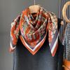 Geometric Spring   Autumn and Summer Universal Sun Protection Large Scarf Scarf Scarf Scalp Imitation Silk Double-sided Printing New Square Scarf