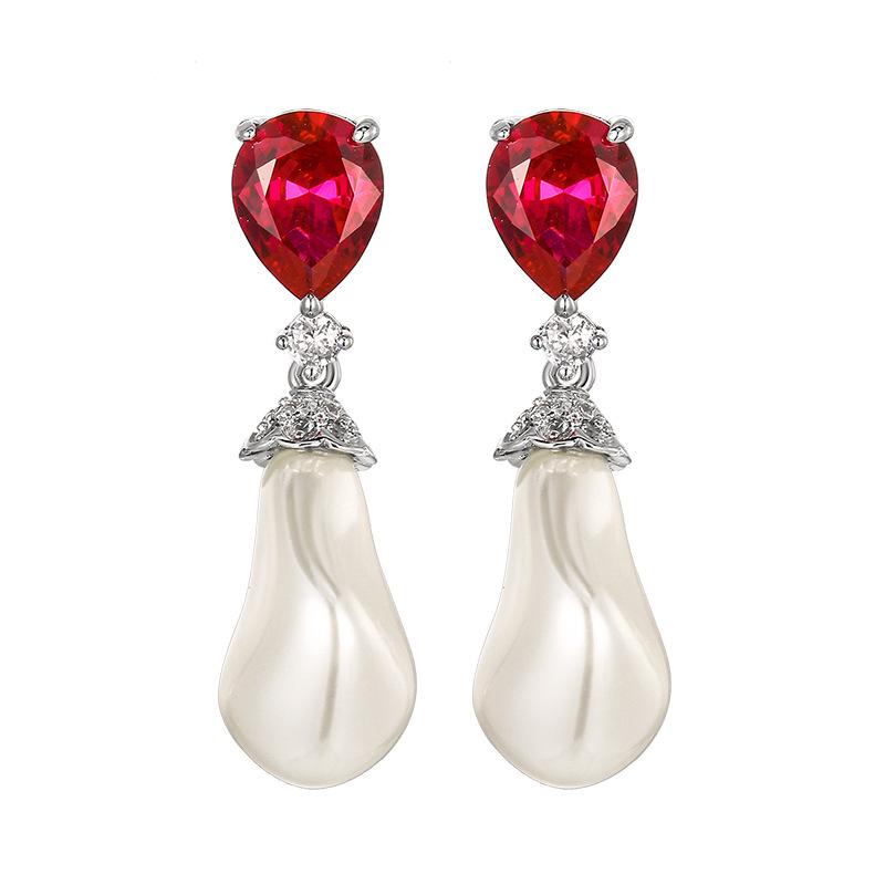 Jewelry Earrings S925 Silver Needle Water Drop Imitation Pearl Style Baroque Retro Female Fashion Luxury