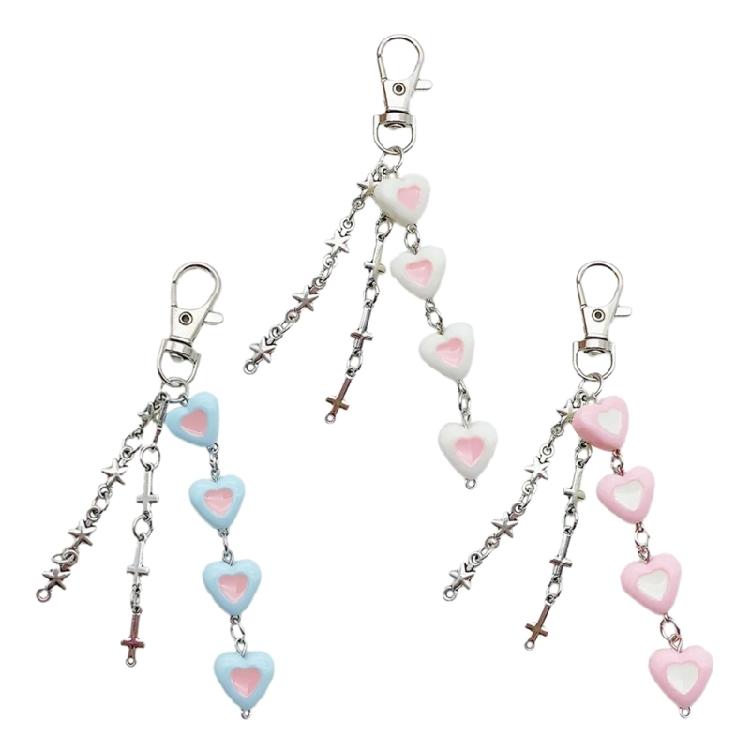 Eye Catching Phone Lanyard Heart Cross Star Chain Pendant Keychain Accessory
