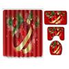 Christmas Home Shower Curtain Polyester Cloth Four-Piece Toilet Floor Mat Bathroom Non-Slip Door Mat Bedroom Carpet