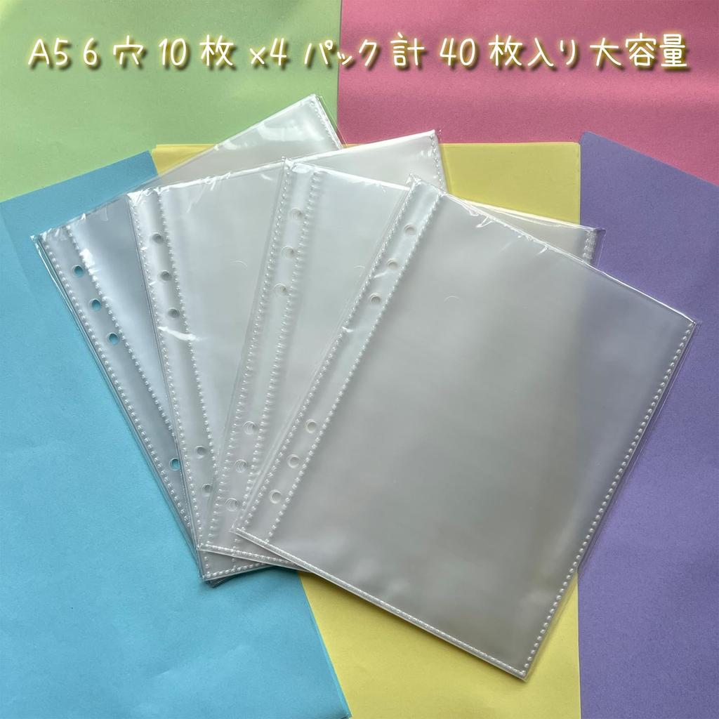 A5 Sticker Album 40 Transparent PP Sheet with Release for Binders and 152 x Clear Sticker Sheet Refill, Sheets, Mini, 6-Hole, Liner, Notebooks, 198mm,