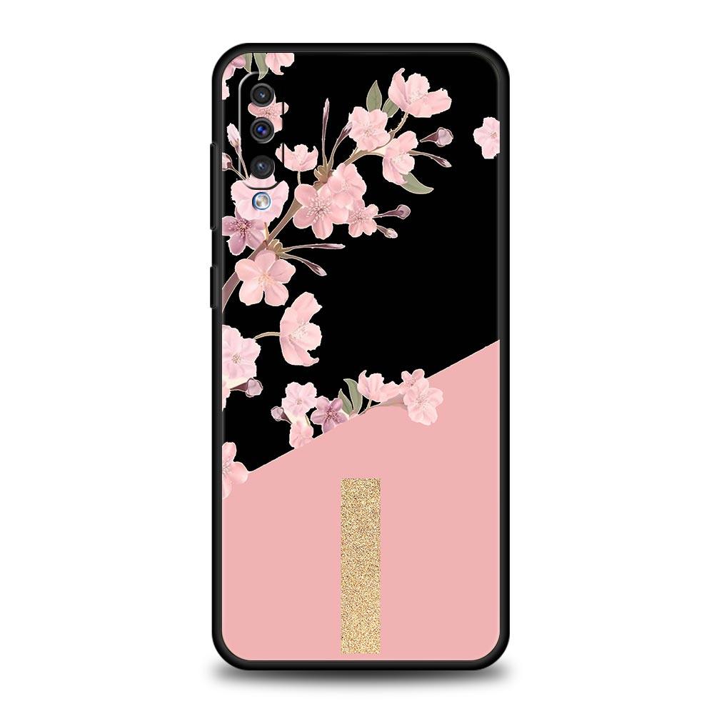 Чехол с золотыми буквами и цветами для Samsung A24 A12 A14 A32 A50 A70 A20E A20S A10S A22 A30 A40 A34 A54 A42 A52 5G A02S A04s, чехол