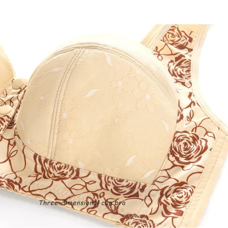 0XL-5XL Vorderverschluss Bügelloser Westenstil Bedruckte Spitze Übergröße Unterwäsche