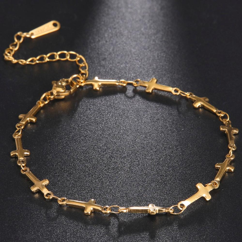 Cazador Jesus Religious Jewelry Double Cross Choker Necklaces Stainless Steel Gold Color Chain Necklaces for Women 2026