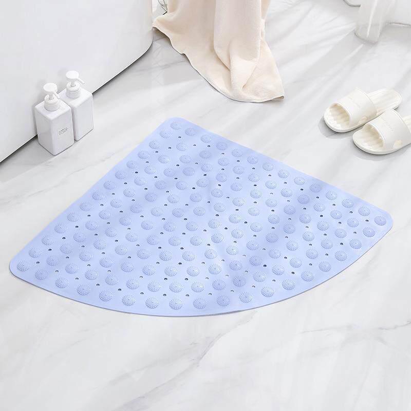 Fan-shaped Non-slip Bathroom Shower Mat - Curved Plastic Foot Pad for Bathing and Toilet