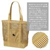 Date Masamune Mesh Tote Bag, Large (19L Capacity) with Pocket, Ripstop Fabric, Sendai Equestrian Statue Print, A4 Size, Lightweight, Perfect for Hot