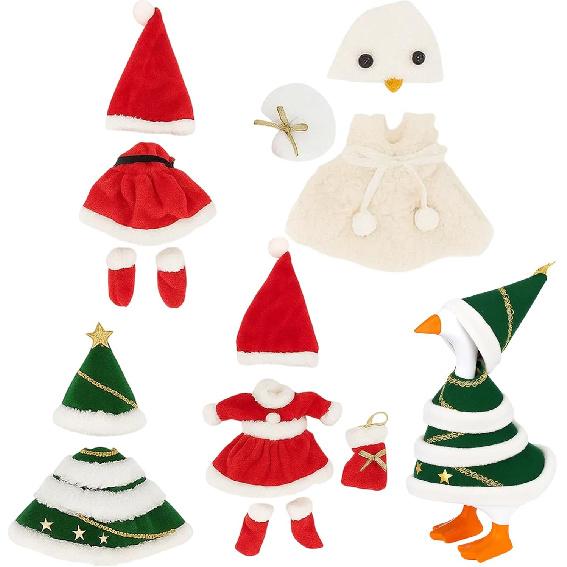 Desk Goose Outfits, Christmas Goose Sweater, Mini Desk Goose Outfits 7 Inch, 4-Pack Holiday Decor for Office Desk and Festive Parties, Includes