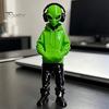 Aesthetic Room Embellishments 3D Printed Alien Figurine with Hoodie And Headphone, Trendy Desktop Personalized Gifts for Gamers Ornament, Cyber Style