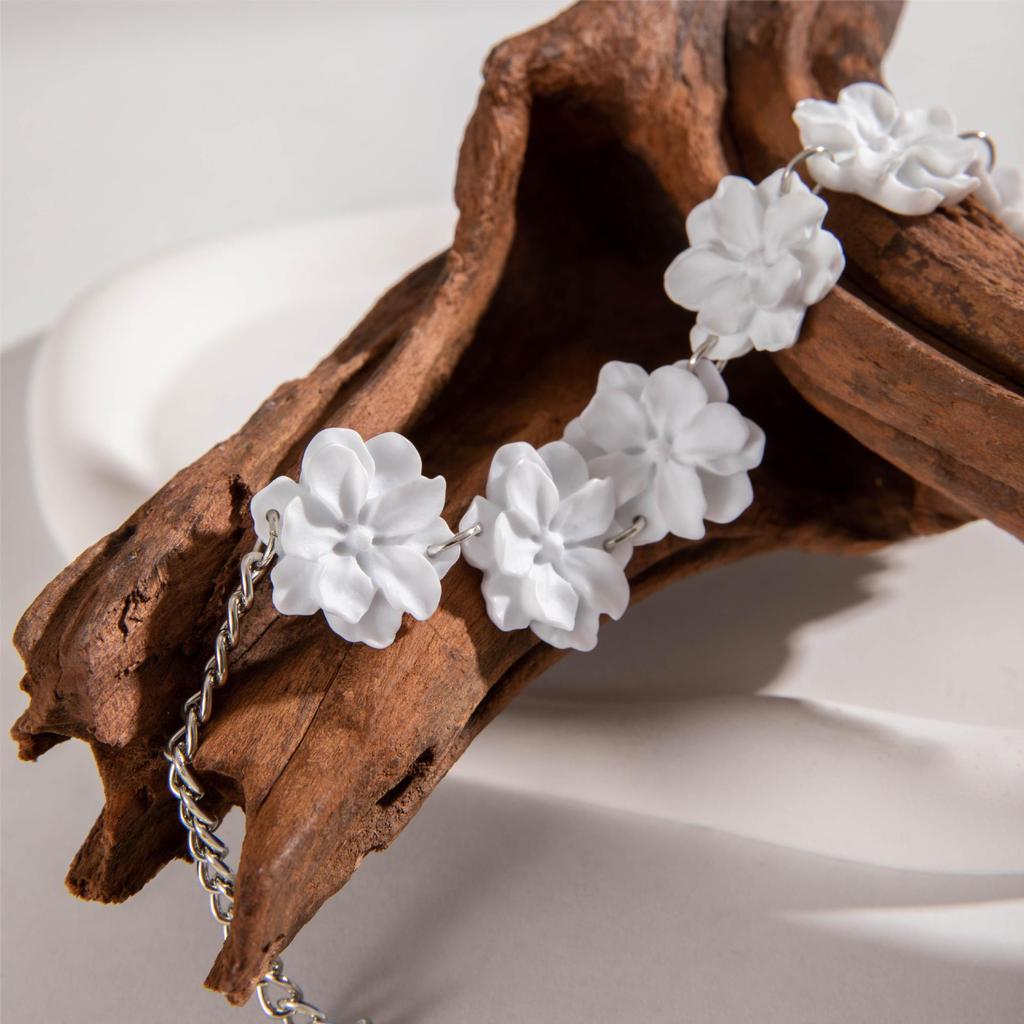 Accessories, French Elegant Flower Necklace, Cold Style Lady Floral Neck Chain Collarbone Chain