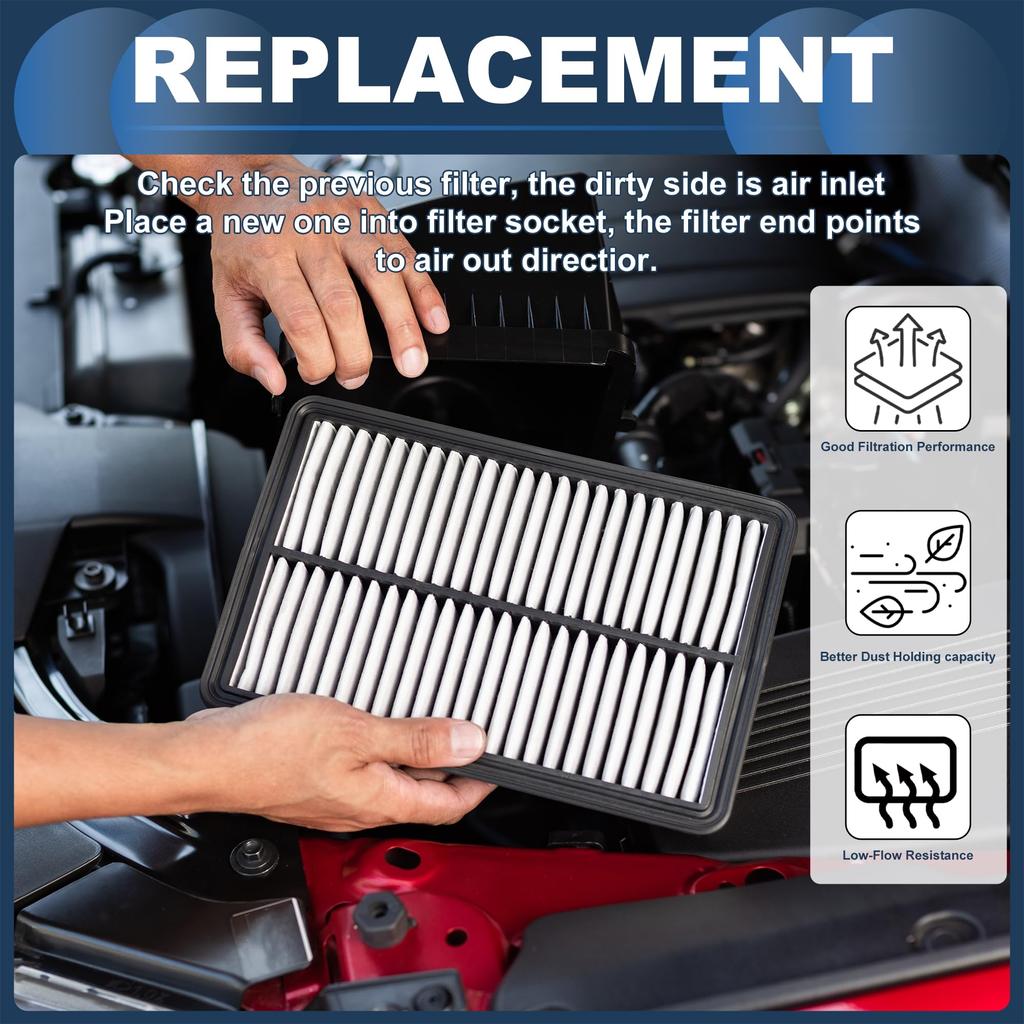 INFINAUTO Engine Air Filter for Toyota Camry Long Life No. 17801YZZ01/1780120040 2.4L/3.0L (2002-2011) -