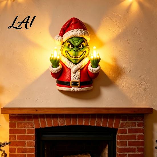 Funny Gesture Bedroom Decor Christmas LED Finger Lighted Middle Wall Decor Sculpture Humorous Home Decorations Battery Operated Holiday Decoration