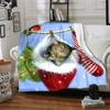 Christmas Cat Blanket Soft Throw Blanket For Home Bedroom Bed Sofa Travel Office Solid Christmas Blanket